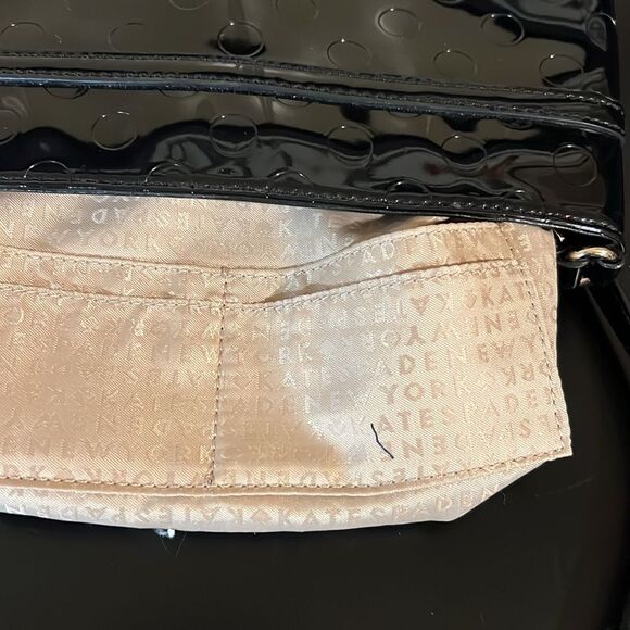 Kate Spade Black Patent Polka-Dot Embossed Handbag Purse - Picture 14 of 14